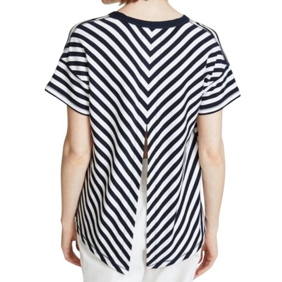 Rag & Bone Women’s Open Back Striped Tee Blue White Size XS Designer Nautical - Picture 2 of 9